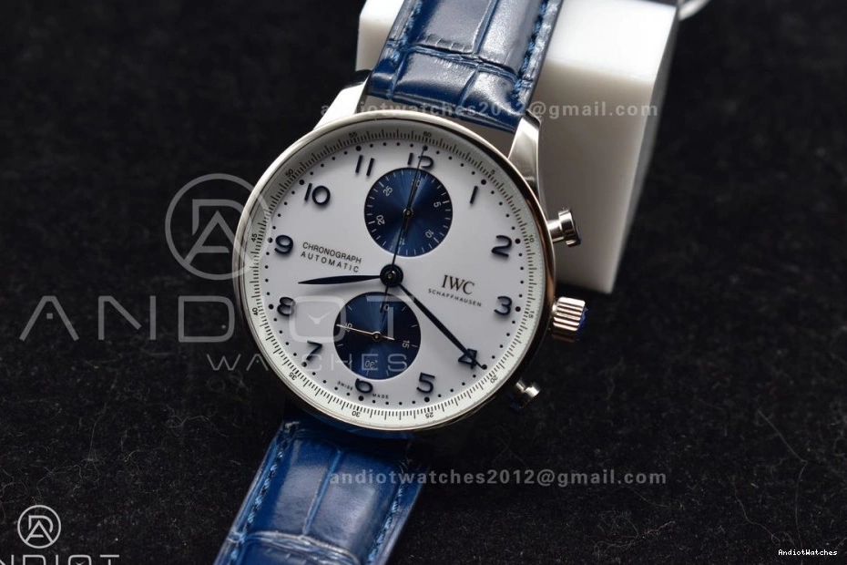 White A Dial Strap SmartChoice 1:1 Leather Blue ZF 1019 Blue on Chrono Edition Best Portuguese IW371620 1005